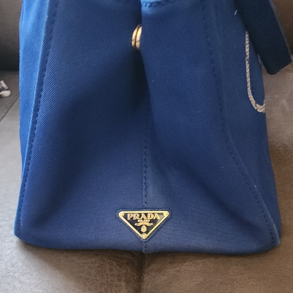Authentic Prada Milano Royal Blue Canvas Tote Bag With Card And Strap - Picture 6 of 9